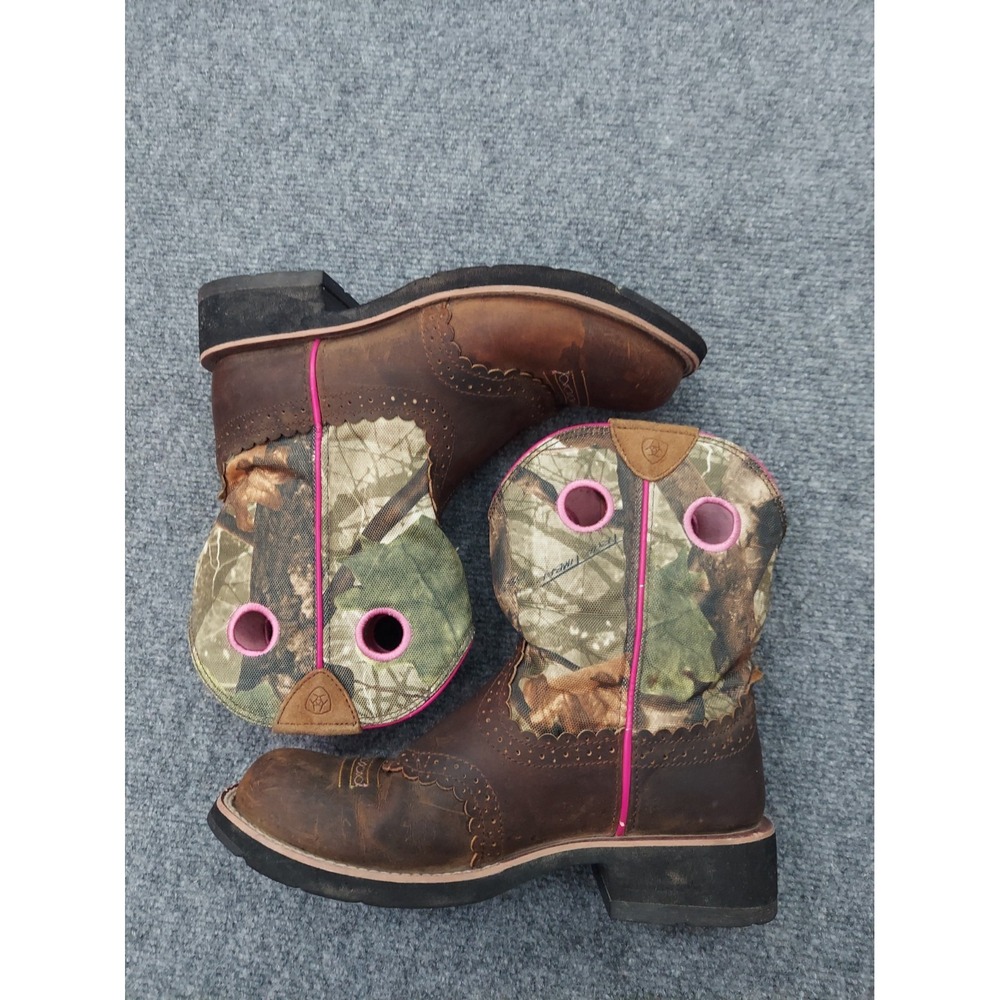 ARIAT Fatbaby Western Boots Womens 8.5B Brown Camo Pink Roper Cowgirl Festival - Picture 8 of 14